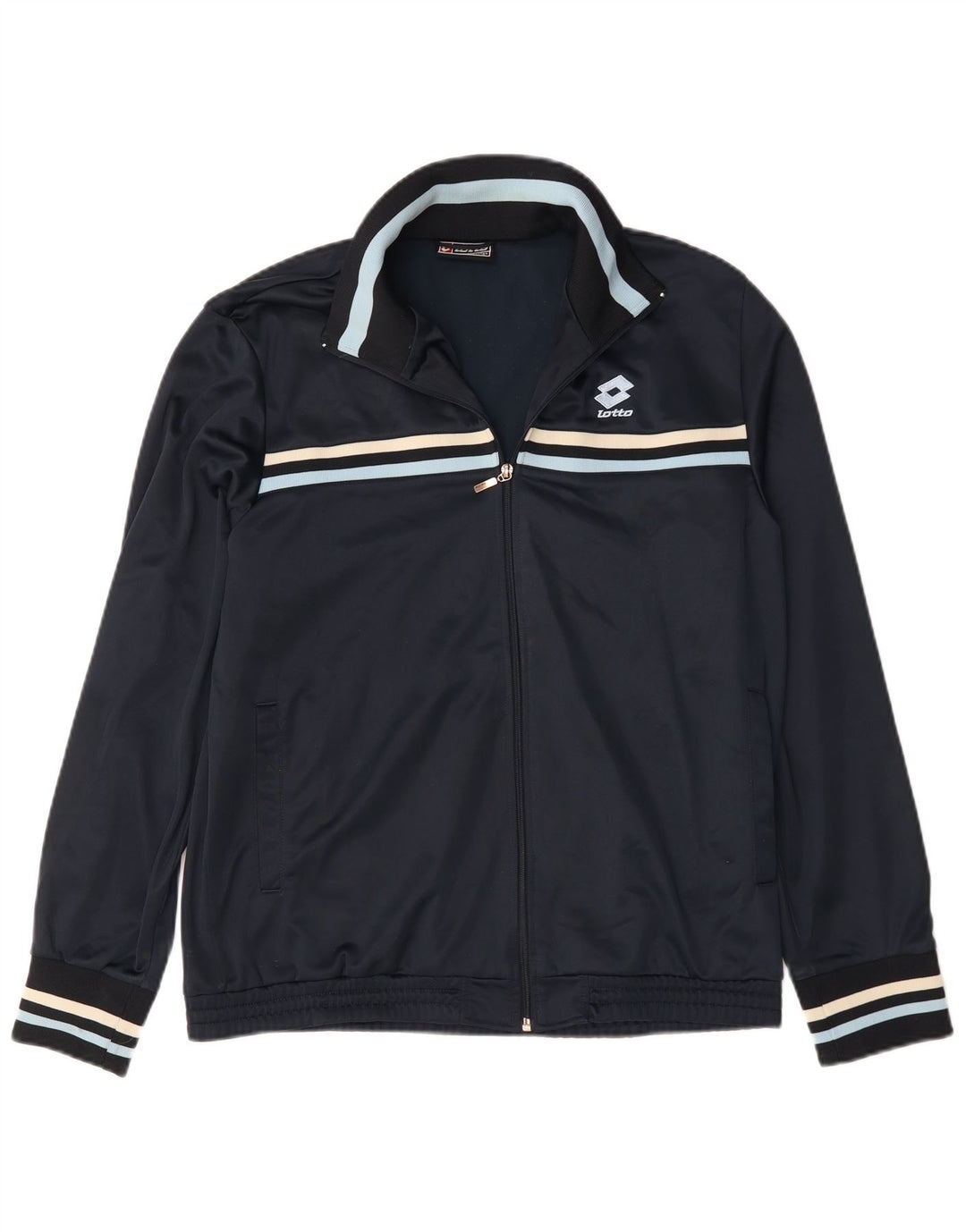 Lotto Womens Tracksuit Top Jacket UK 18 XL azul marinho poliéster listrado