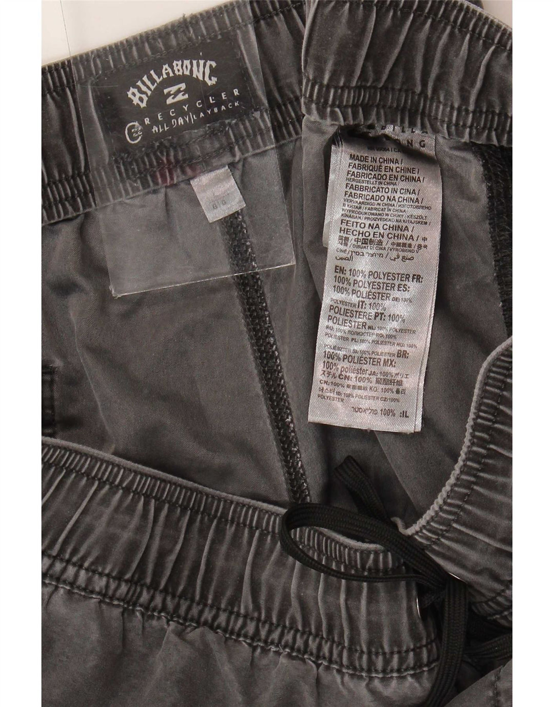 Billabong Mens Shorts Grande W34 Cinza Poliéster