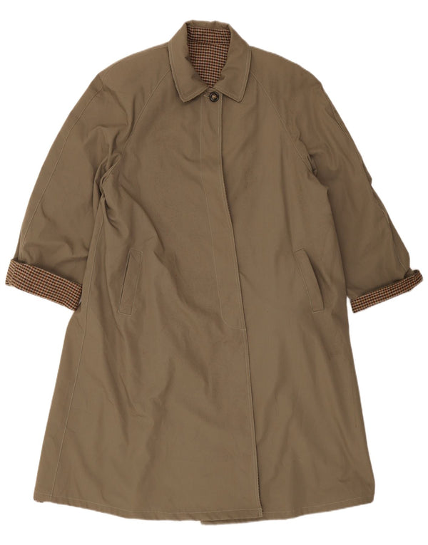 Sobretudo feminino vintage UK 16 grande cáqui