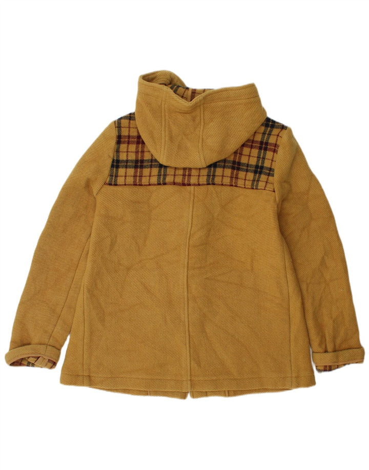 Jaqueta feminina com capuz Topshop UK 10 pequena lã xadrez amarela