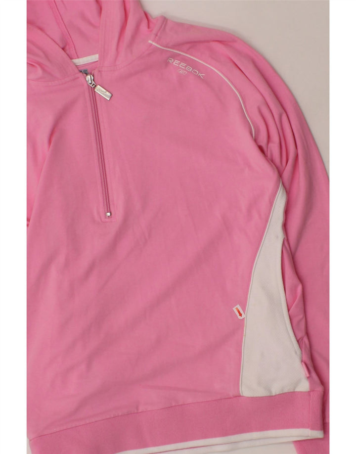 REEBOK Womens Hoodie Jumper UK 16 Large Pink Colourblock Vintage Reebok and Second-Hand Reebok from Messina Hembry 