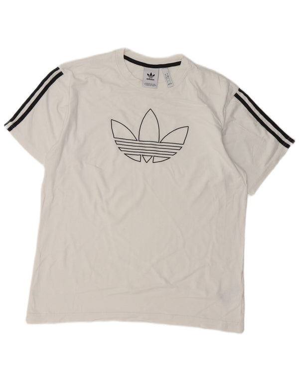 Adidas Mens Graphic T-Shirt Top Grande Algodão Branco