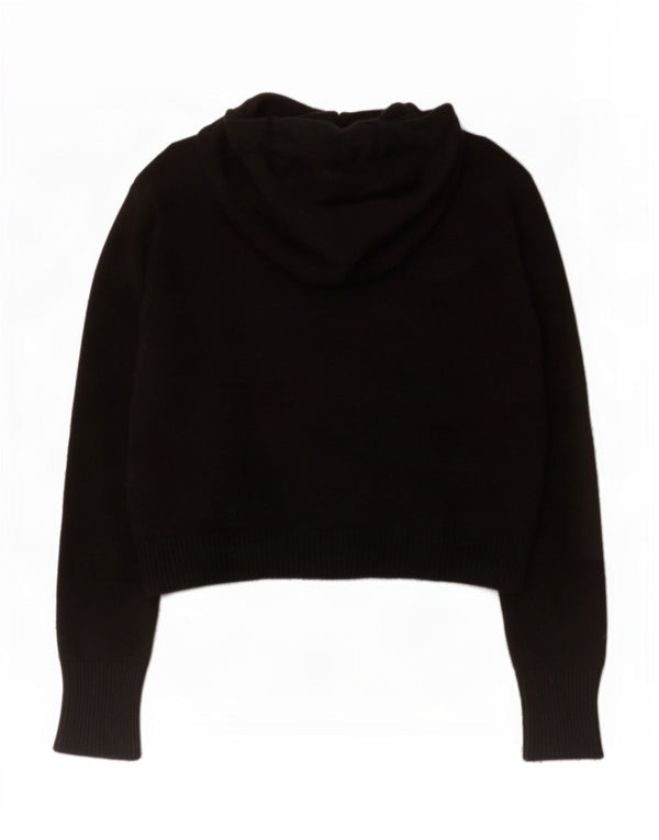 Zara Womens Crop Hooded Jumper Sweater UK 14 Medium Black Viscose