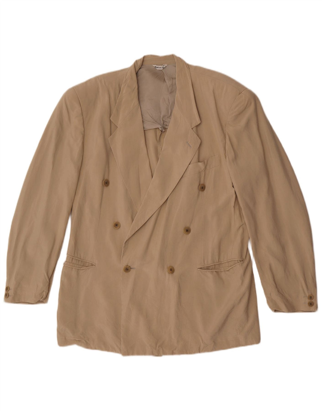 Jaqueta blazer masculina Pal Zileri com peito duplo IT 50 seda bege grande