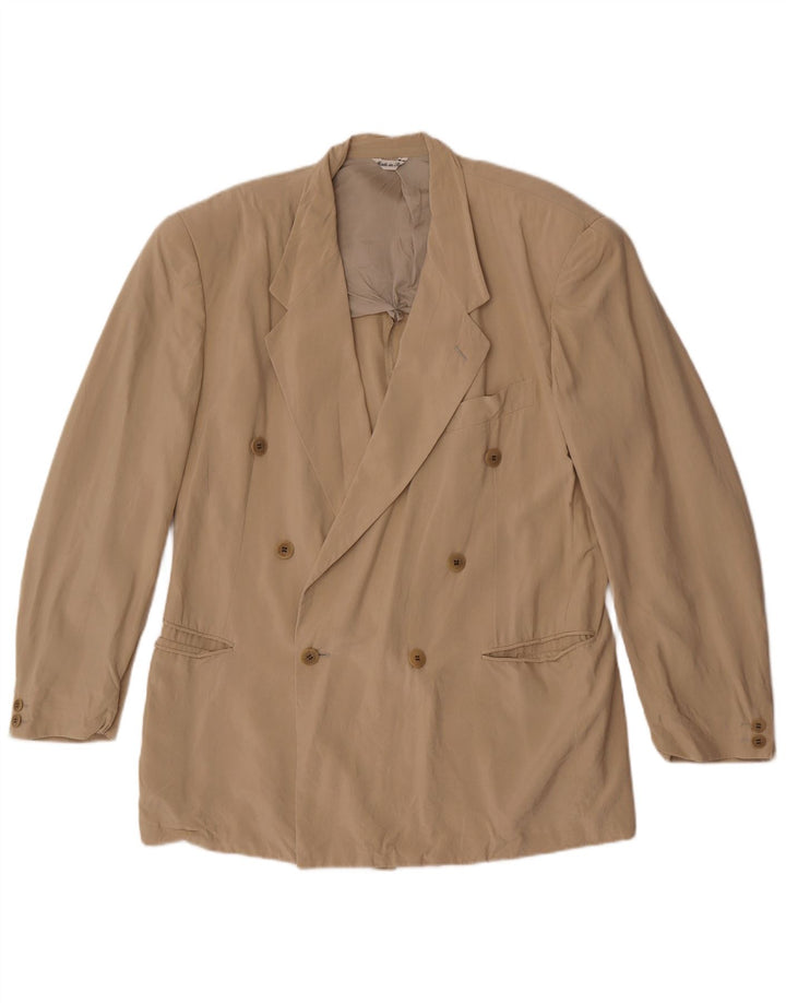 Jaqueta blazer masculina Pal Zileri com peito duplo IT 50 seda bege grande