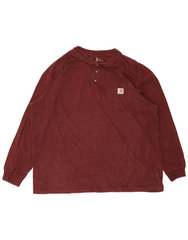 CARHARTT Top masculino de manga comprida 2XL algodão borgonha