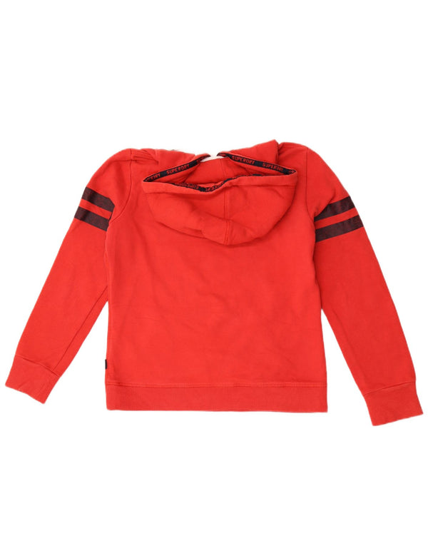 Superdry feminino gráfico moletom com capuz UK 12 médio algodão vermelho
