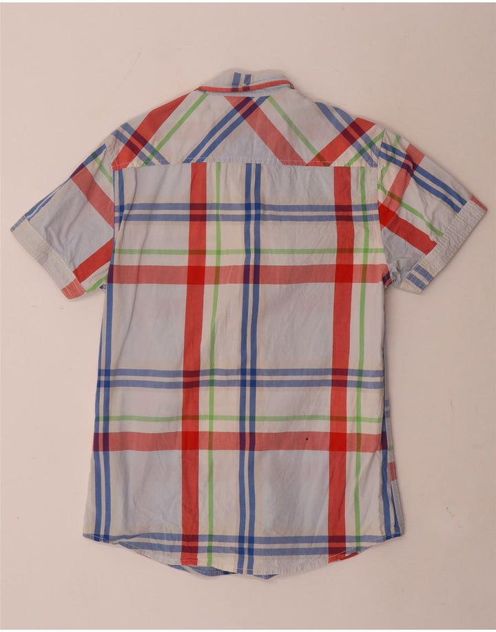 Camisa masculina de manga curta Jack & Jones xadrez azul médio