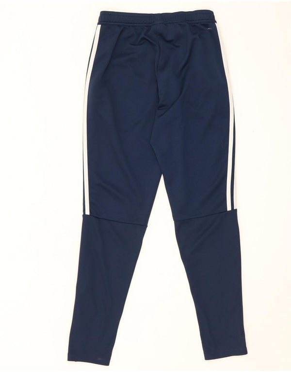 Calça de treino masculina Adidas Climalite pequena azul marinho poliéster