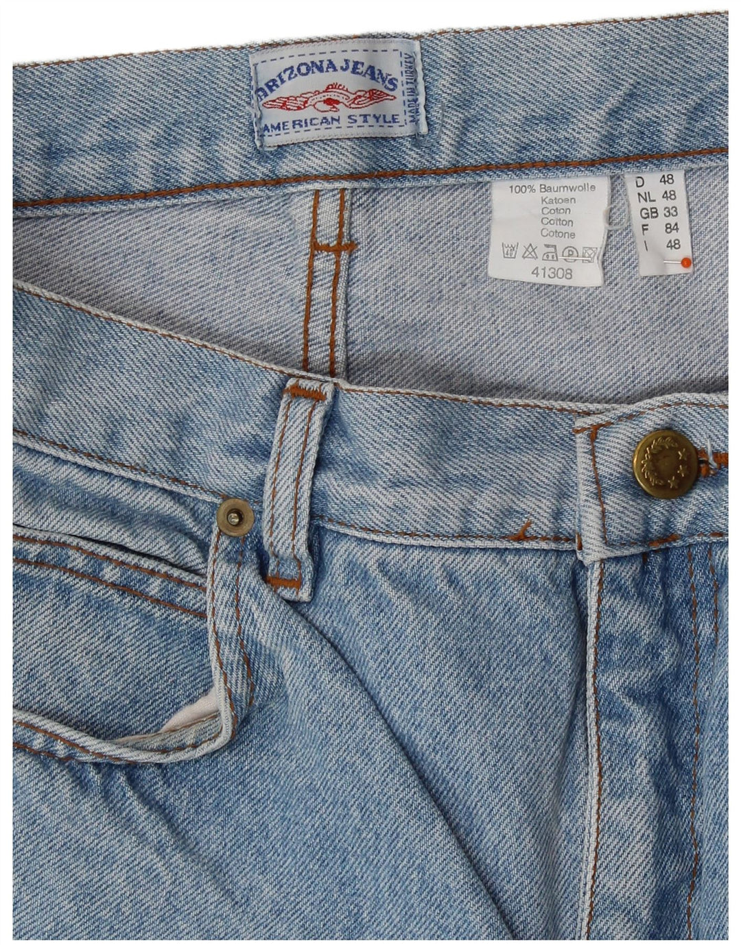 Shorts jeans feminino de cintura alta ARIZONA W33 grande algodão azul