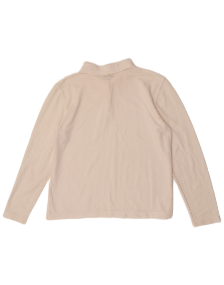 Camisa polo feminina de manga comprida L.L.Bean UK 14 médio branco