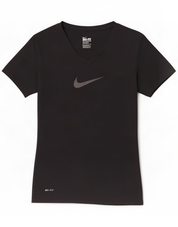 Nike Womens Dri Fit Slim Graphic T-Shirt Top UK 10 Pequeno Poliéster Preto