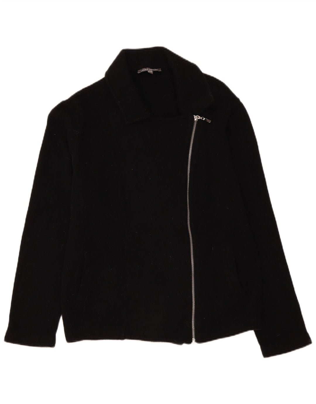 Jaqueta blazer feminina com zíper completo Laura Ashley Reino Unido 18 XL lã de cordeiro preta