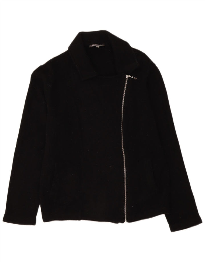 Jaqueta blazer feminina com zíper completo Laura Ashley Reino Unido 18 XL lã de cordeiro preta