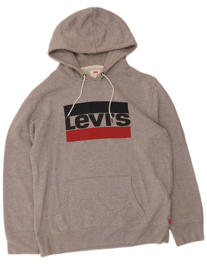 Suéter com capuz gráfico masculino Levi's grande algodão cinza