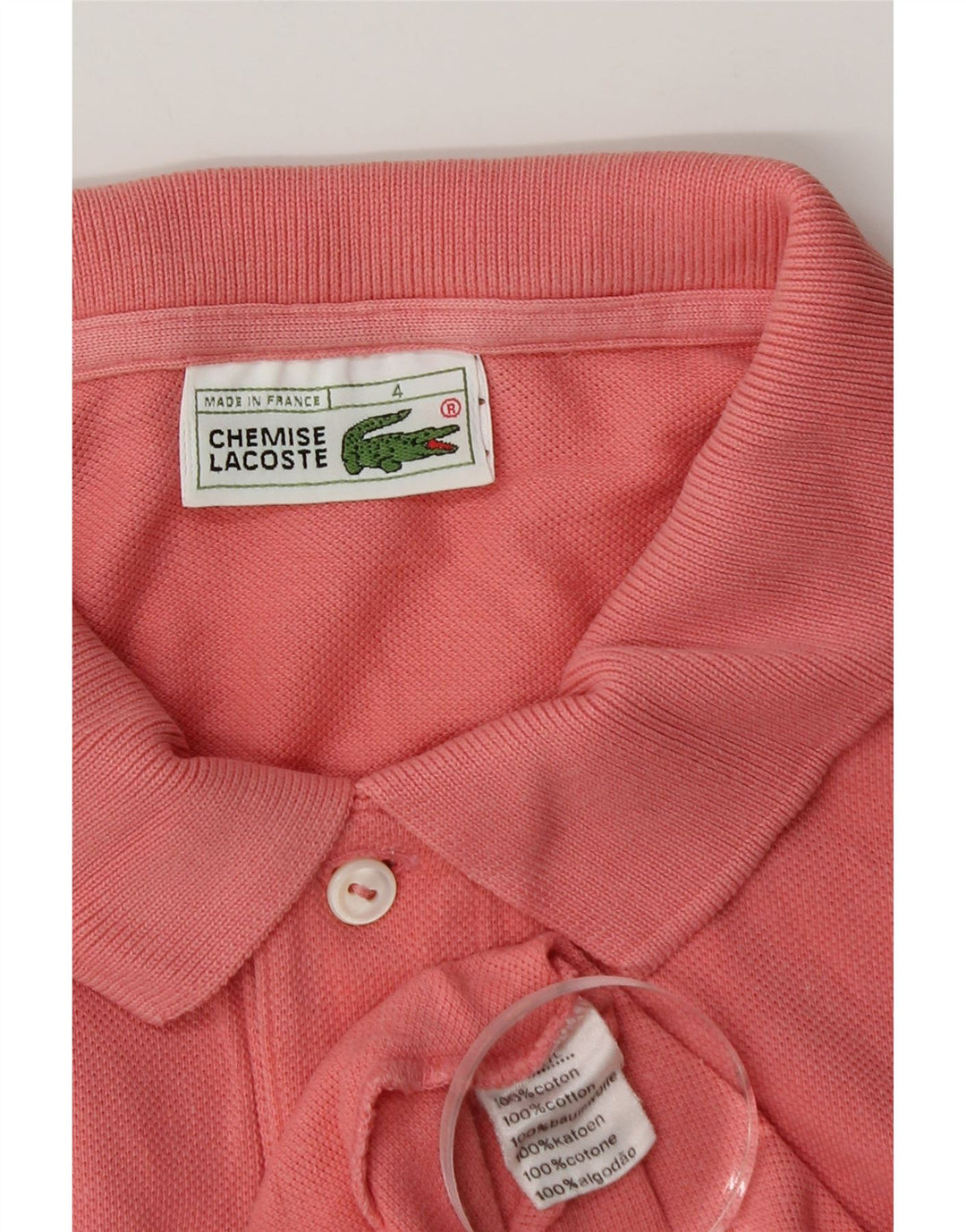 Camisa polo masculina Lacoste tamanho 4 médio algodão rosa