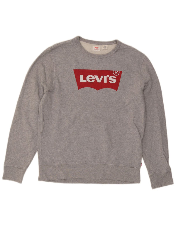 Levi's moletom gráfico masculino jumper pequeno algodão cinza