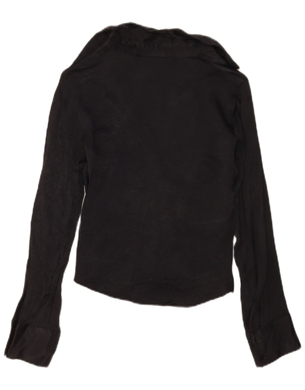 Zara blusa feminina cropped Reino Unido 10 pequena viscose preta