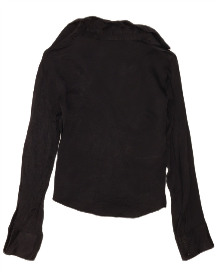Zara blusa feminina cropped Reino Unido 10 pequena viscose preta
