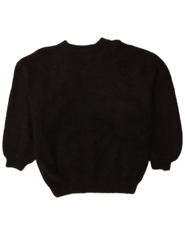 Suéter feminino vintage com gola canoa e gola redonda UK 18 XL preto