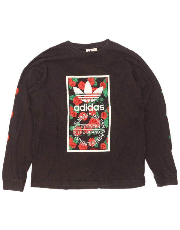Adidas Mens Graphic Top Long Sleeve Large Black Cotton