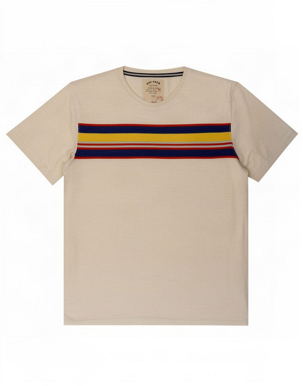 Camiseta masculina Fat Face Top XL algodão listrado branco