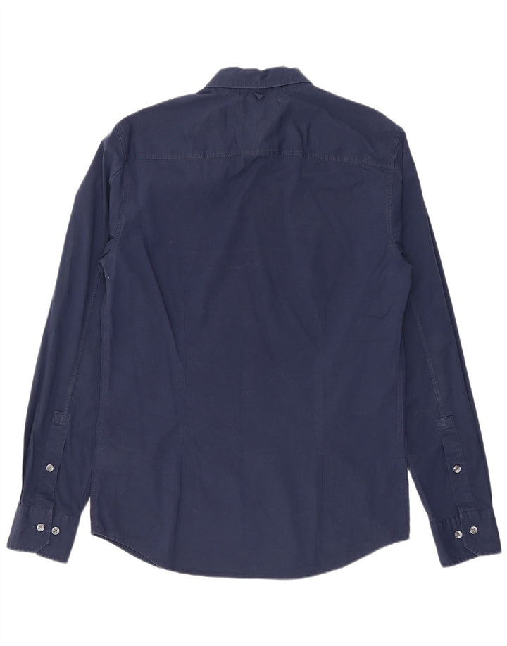 Camisa masculina Tommy Hilfiger Slim Fit médio algodão azul marinho