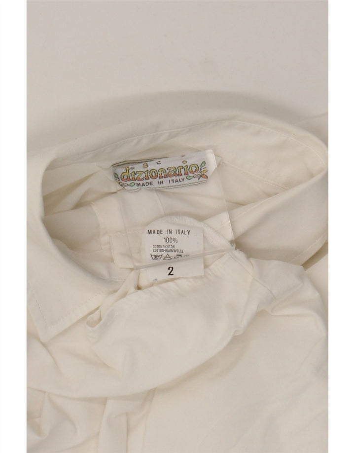 Camisa gráfica feminina vintage Reino Unido 14 grande algodão branco