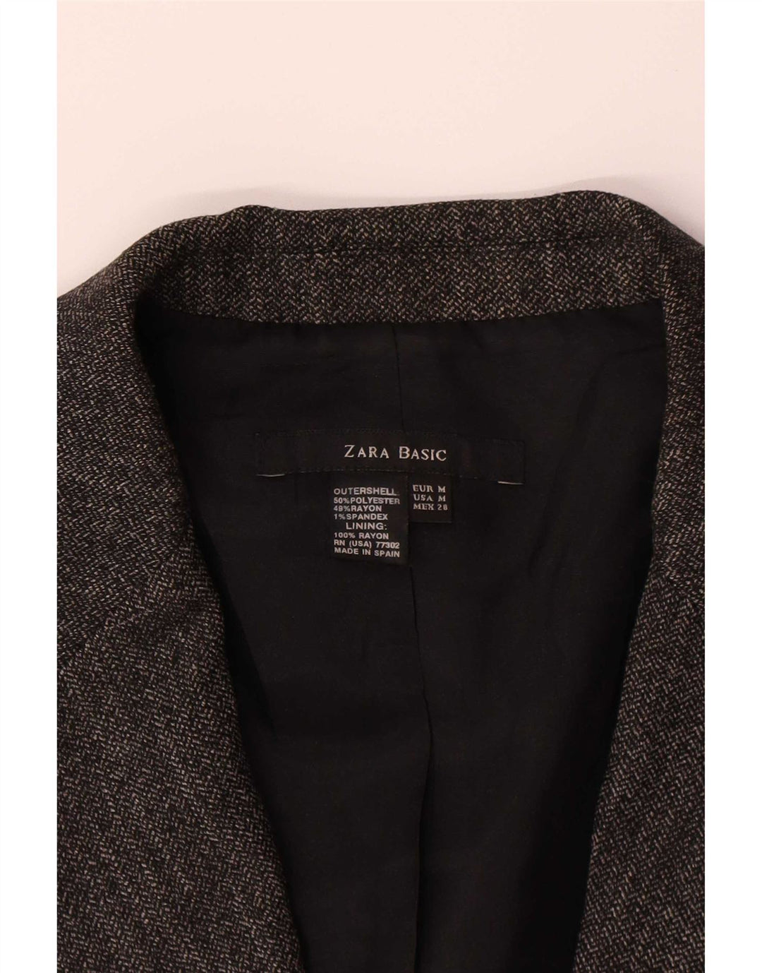Jaqueta blazer feminina Zara com 1 botão Reino Unido 12 poliéster cinza médio