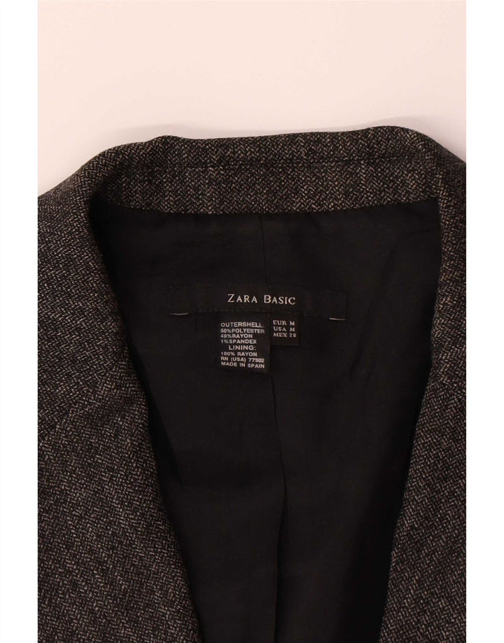 Jaqueta blazer feminina Zara com 1 botão Reino Unido 12 poliéster cinza médio