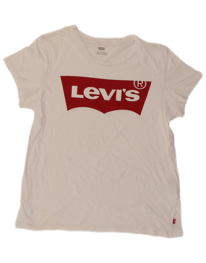 Camiseta feminina gráfica LEVI'S UK 16 grande branca