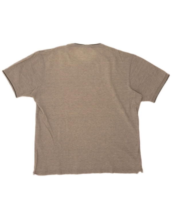 Camiseta masculina Lacoste tamanho superior 5 grande algodão manchado cinza