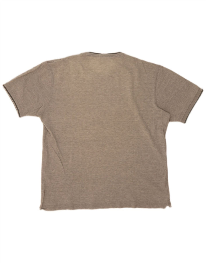 Camiseta masculina Lacoste tamanho superior 5 grande algodão manchado cinza