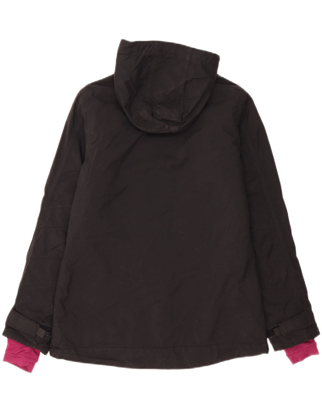 Jaqueta corta-vento feminina com capuz Carhartt EUA 8/10 poliéster preto médio