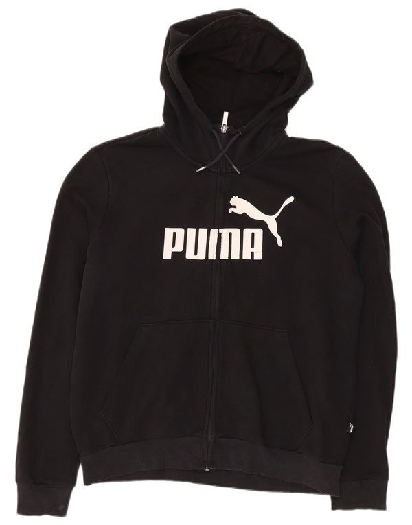 Suéter feminino PUMA com capuz e zíper gráfico UK 18 XL algodão preto
