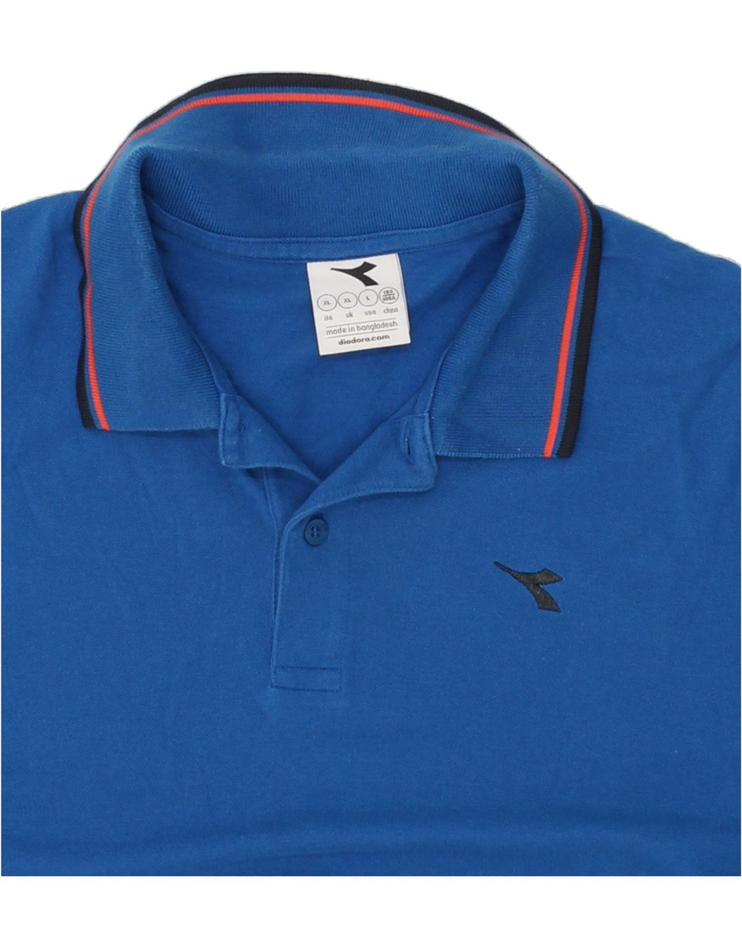 DIADORA Mens Slim Polo Shirt XL Blue Cotton Vintage Diadora and Second-Hand Diadora from Messina Hembry 