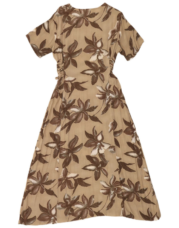 Silvia Bauer Vestido maxi feminino com ajuste relaxado IT 50 XL bege floral boêmio