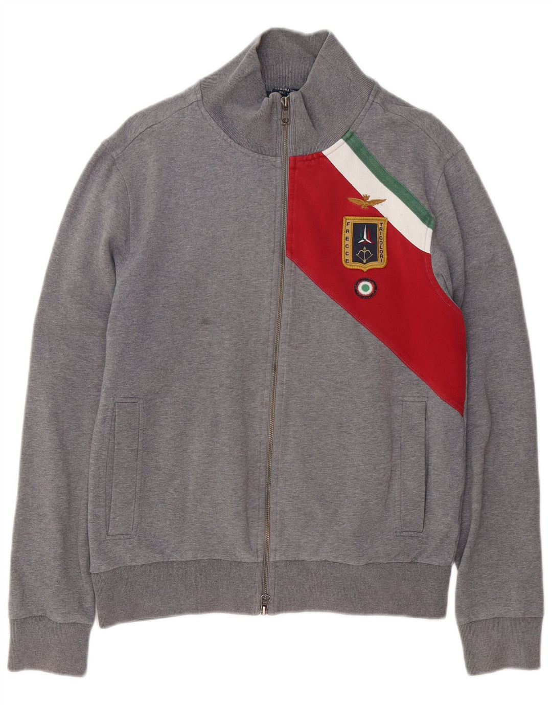 AERONAUTICA MILITARE Jaqueta masculina de agasalho cinza médio bloco colorido