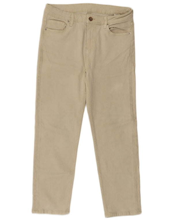 Calça feminina Marks & Spencer Slim Cropped Reino Unido 14 Grande W30 L24 Bege