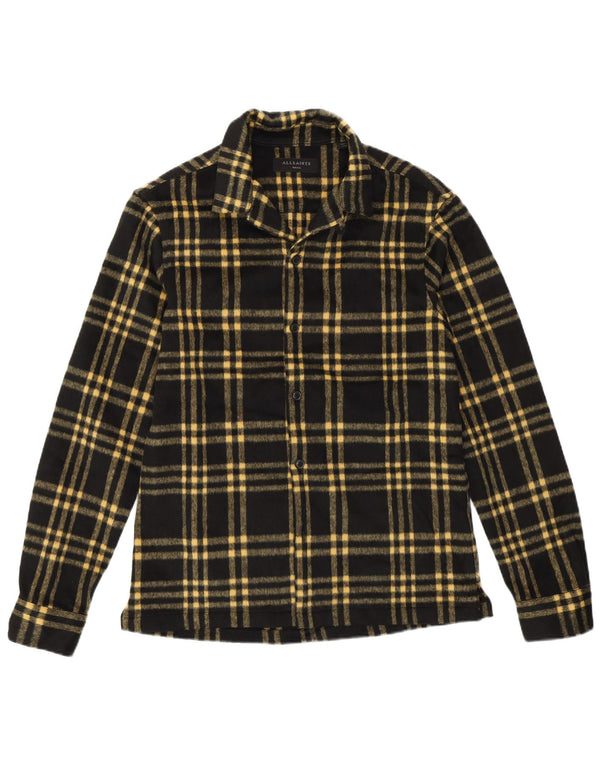 Camisa masculina de flanela ALL SAINTS pequena preta xadrez poliéster clássica