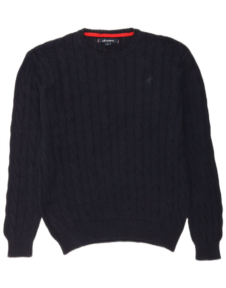 Suéter masculino Kangol com gola redonda XL algodão azul marinho