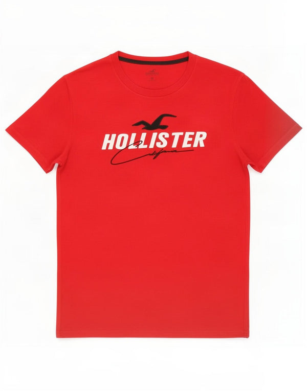Hollister Camiseta masculina gráfica Top médio algodão vermelho