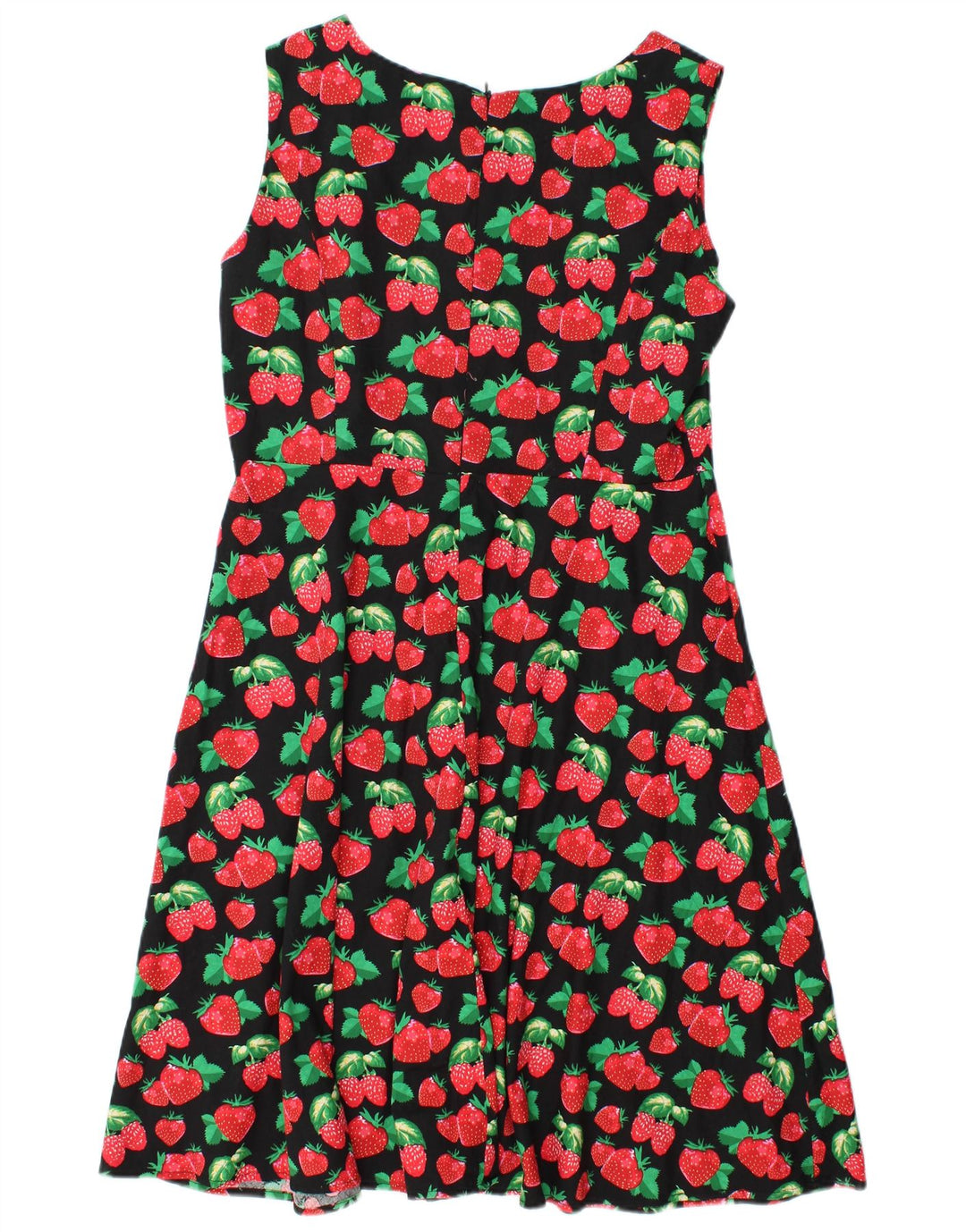 ZAFUL vestido feminino estampado sem mangas evasê UK 14 médio preto