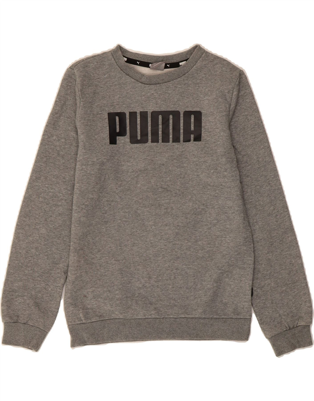 PUMA Boys Graphic Sweatshirt Jumper 11-12 Years Grey Cotton Vintage Puma and Second-Hand Puma from Messina Hembry 