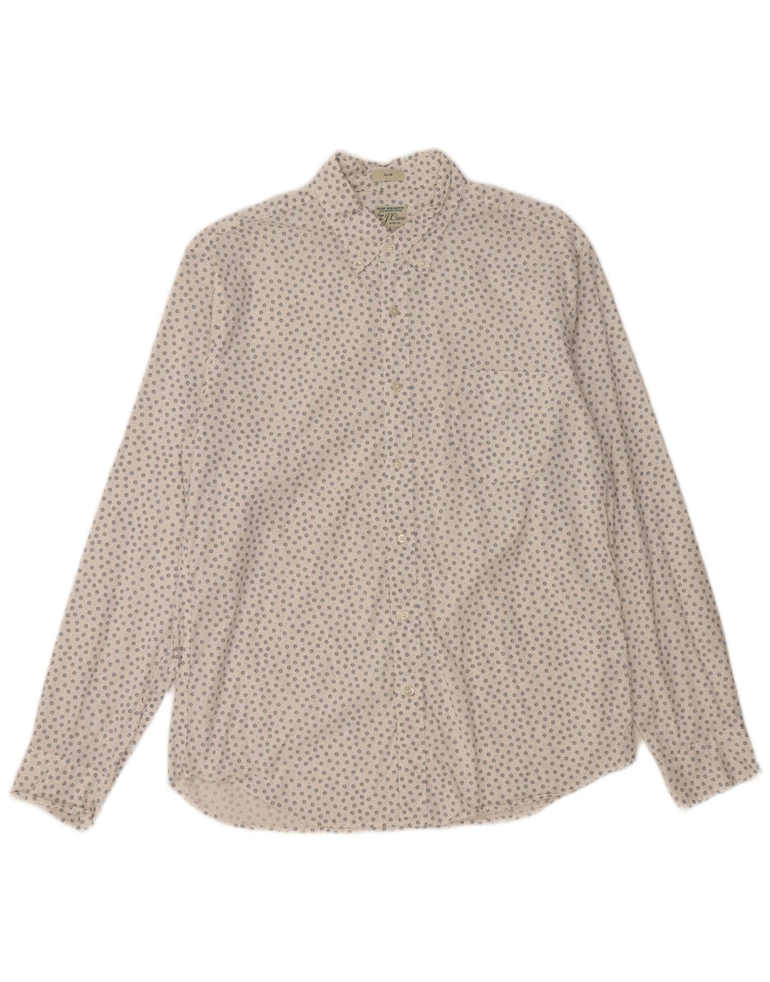 J. CREW Camisa masculina slim grande de algodão floral branco
