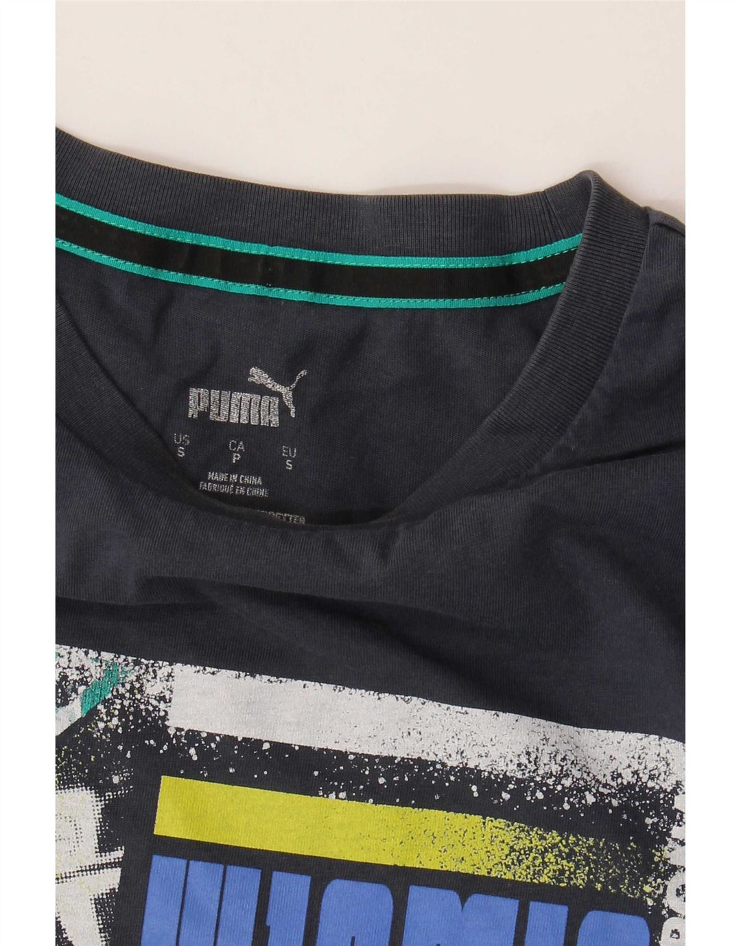 Puma Camiseta Masculina Graphic Top Pequeno Algodão Azul Marinho