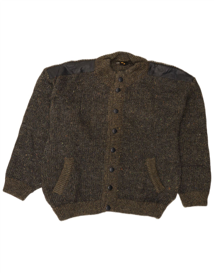 Suéter cardigã masculino VINTAGE solto IT 50 médio cáqui salpicado
