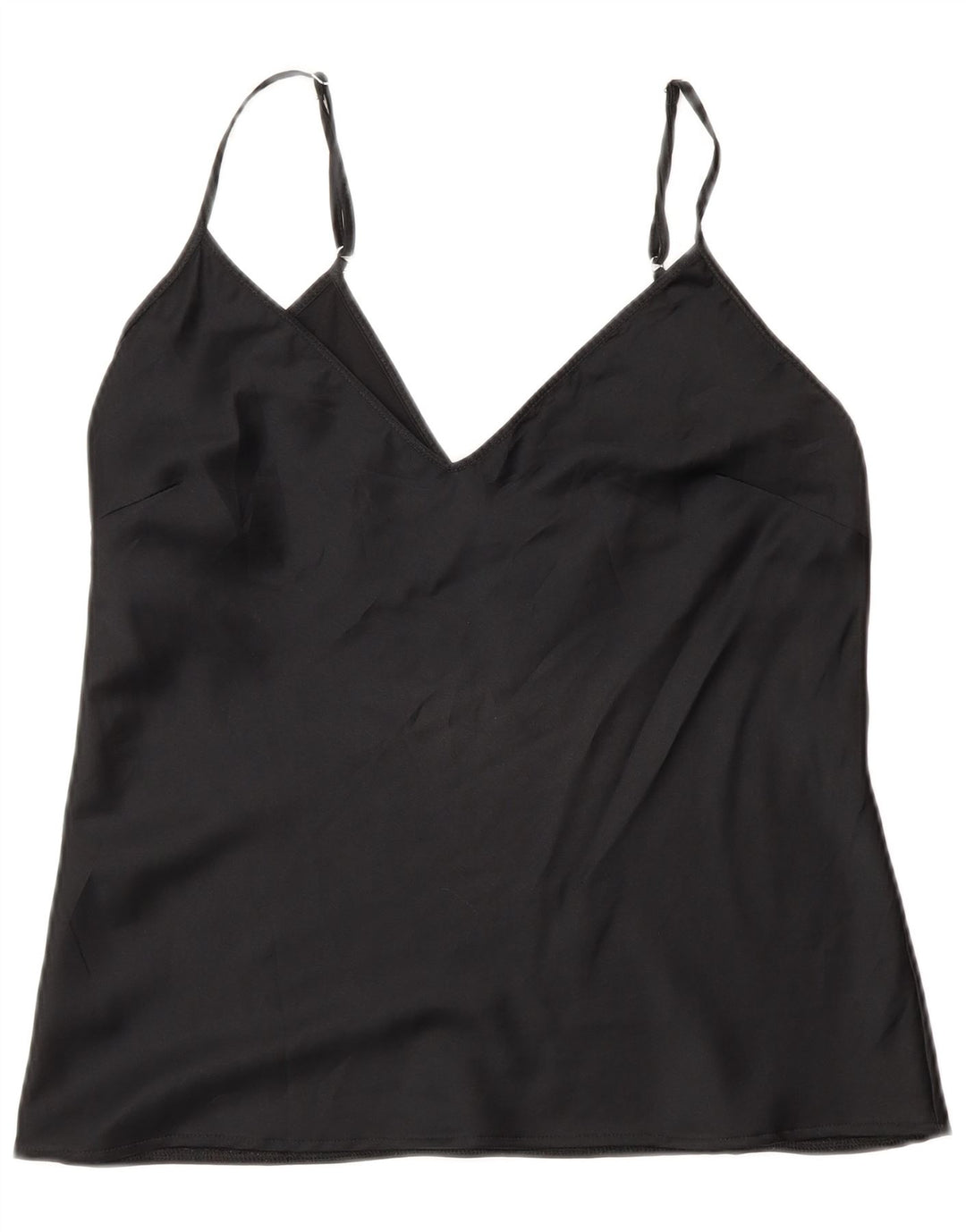 Zara Womens Cami Top UK 12 Médio Preto Poliéster