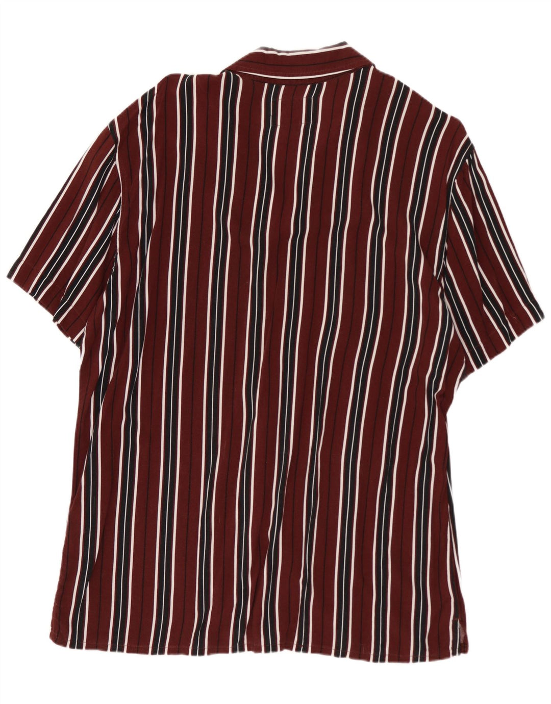 Camisa masculina de manga curta PULL & BEAR grande viscose listrada cor de vinho