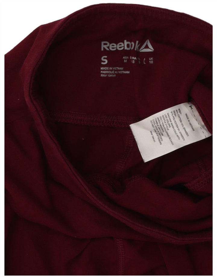 Leggings cropped femininos REEBOK Reino Unido 10 pequeno algodão borgonha